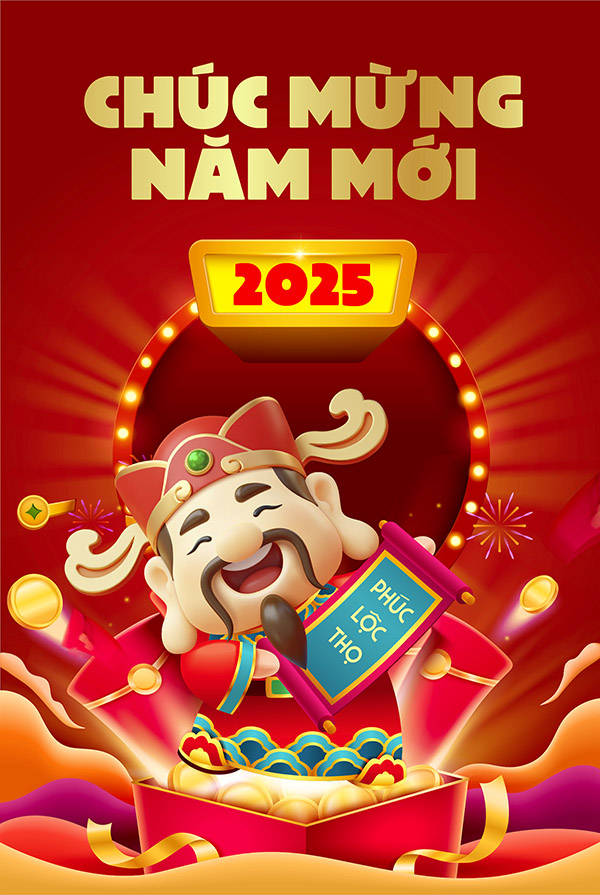 Poster chúc mừng năm mới 2025 file vector - mẫu số 423