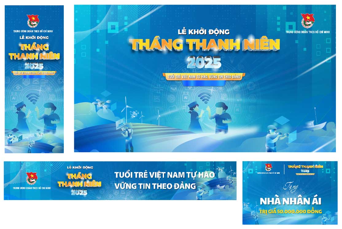 Bộ thiết kế lễ khởi động tháng thanh niên Việt Nam