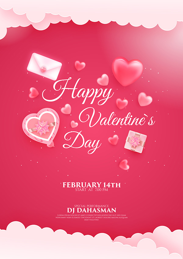 Poster ngày valentine file vector mẫu BV421