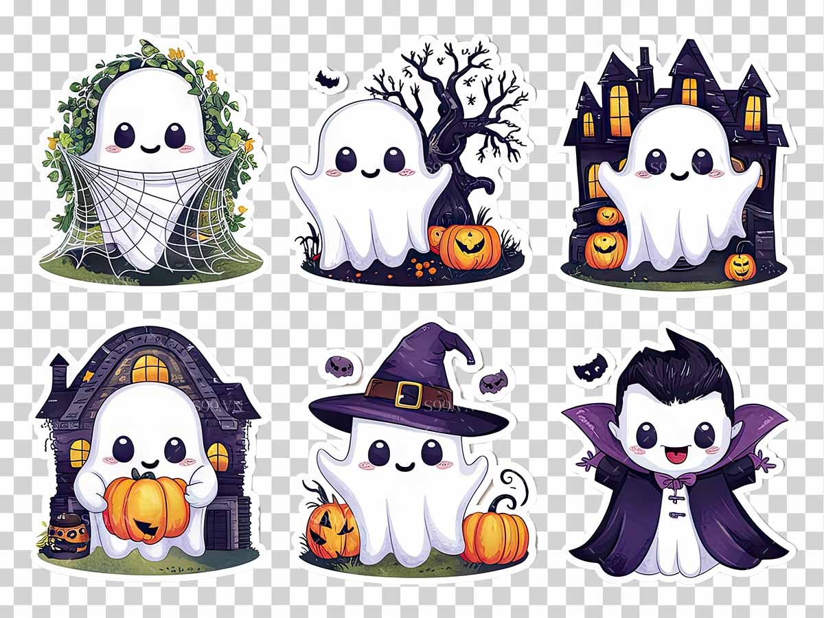 Hình minh họa nhãn nhân vật ma halloween file PNG - mẫu số 295