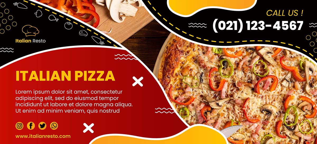 Banner quảng cáo bánh Pizza kiểu Ý K112 file AI và EPS