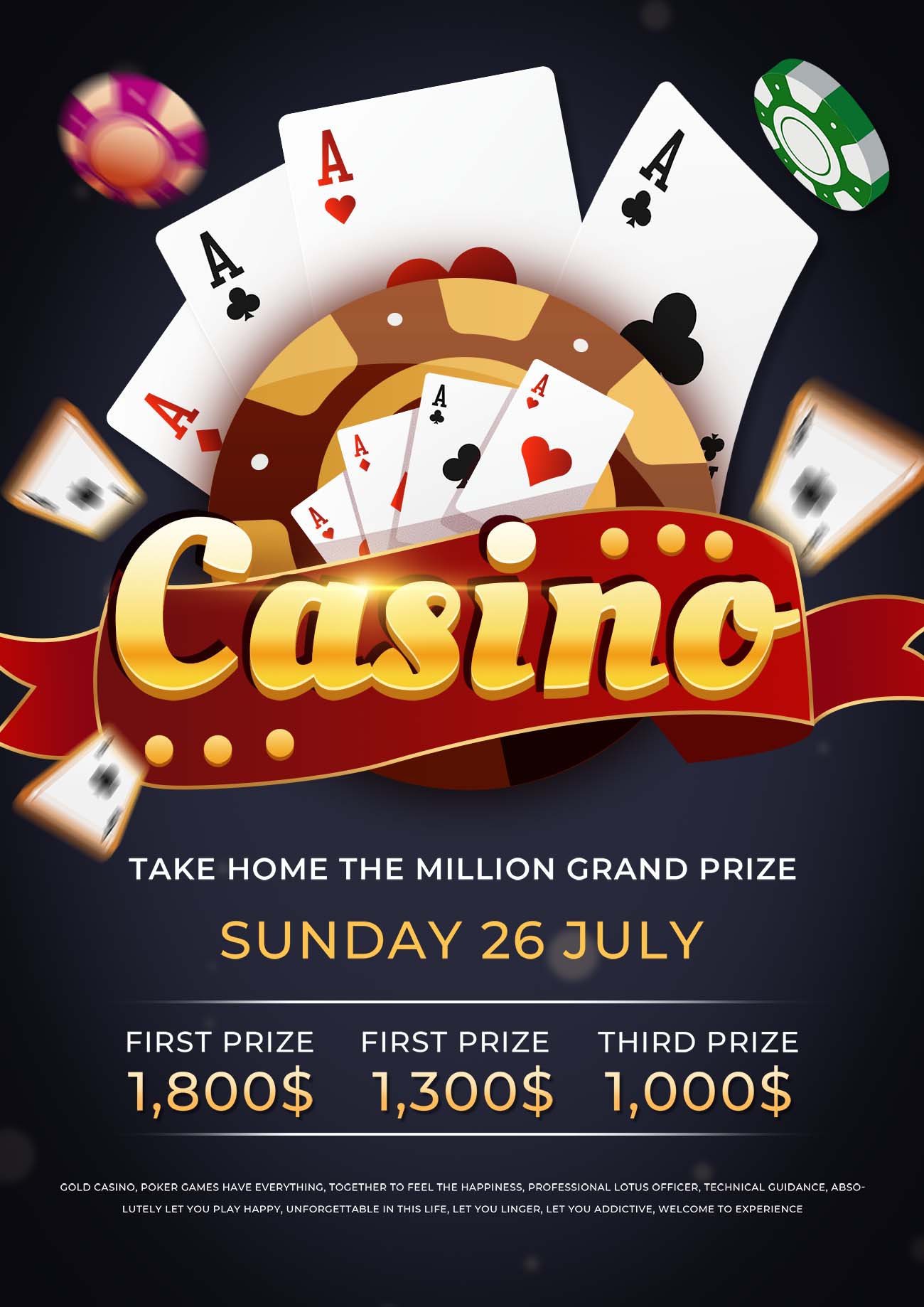 Poster trò chơi casino file PSD mẫu T51