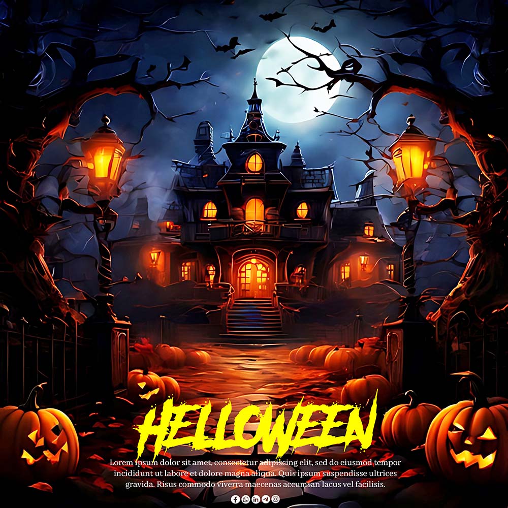 Poster lễ hội halloween kinh dị file PSD mẫu MB277