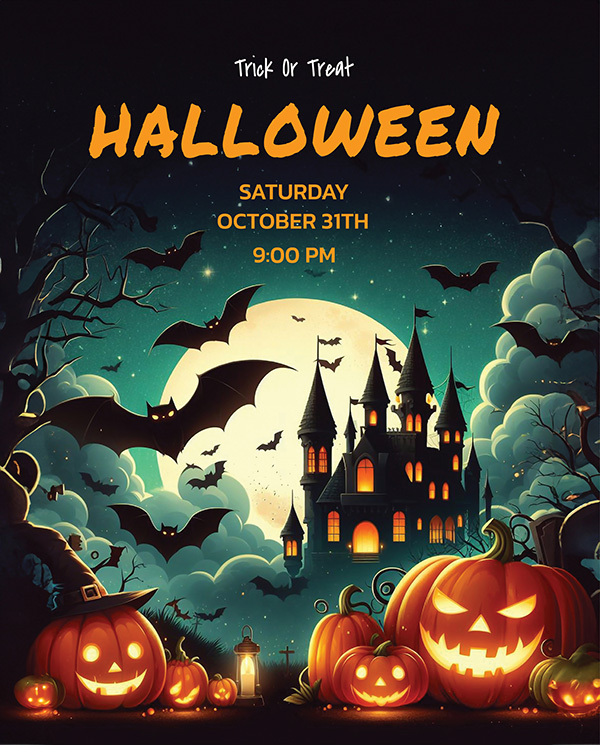 Poster lễ hội halloween file PSD mẫu MB318