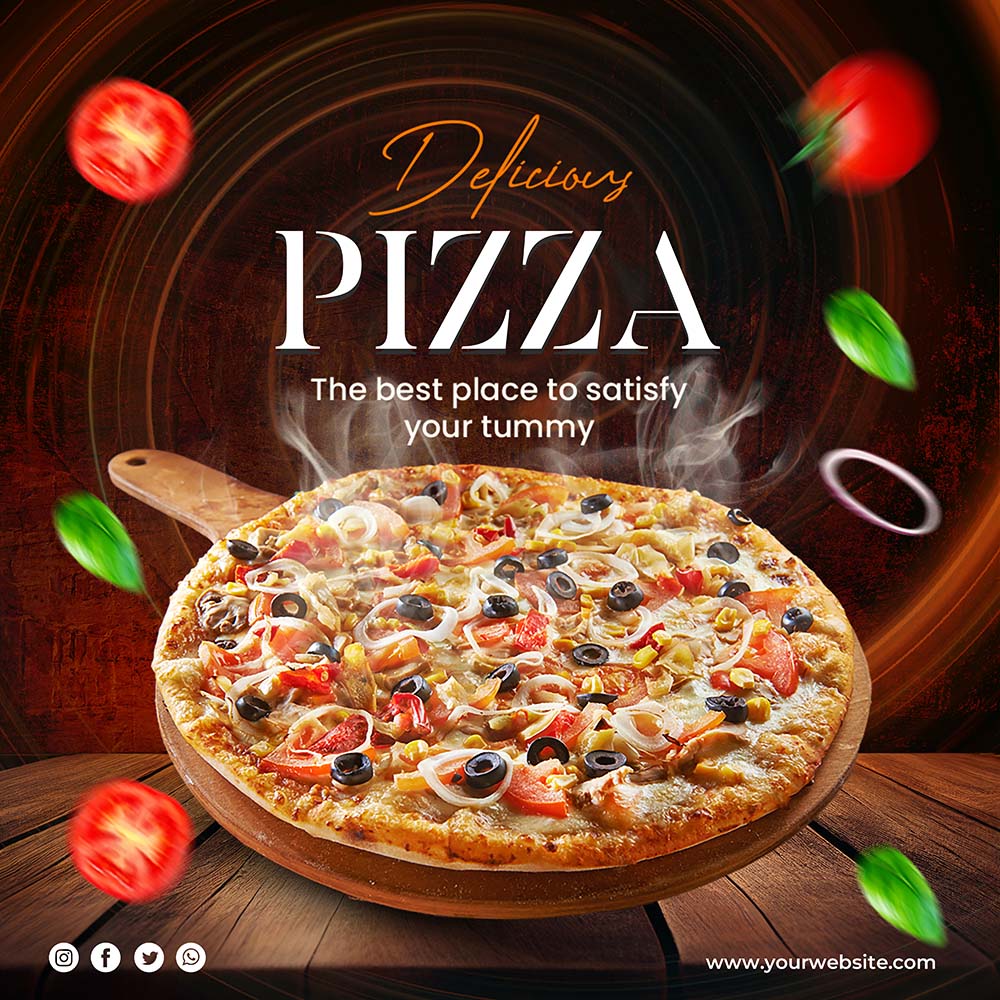 Poster quảng cáo bánh Pizza K105 file PSD