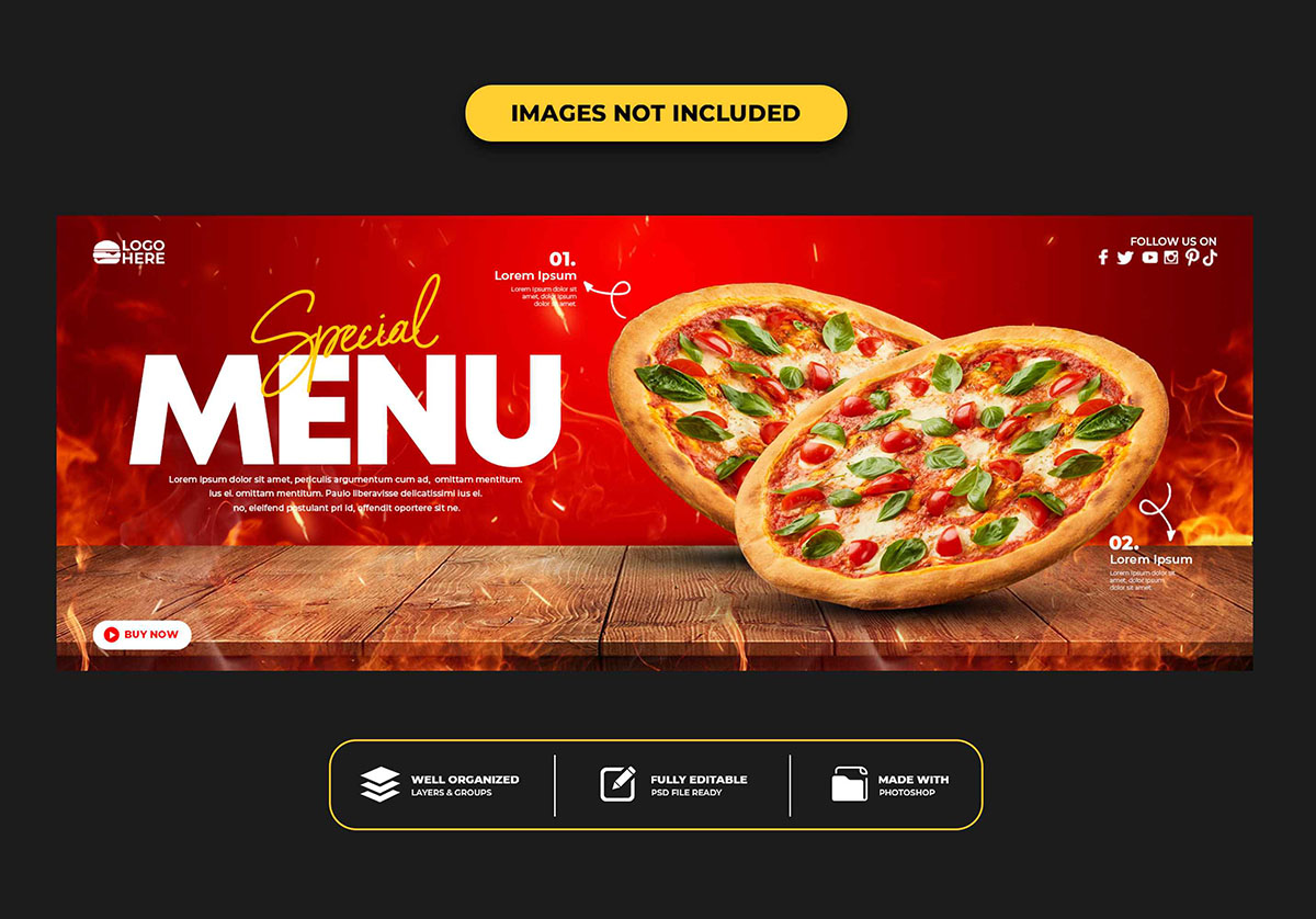 Bannrer quảng cáo cửa hàng bánh pizza file PSD - mẫu số 721