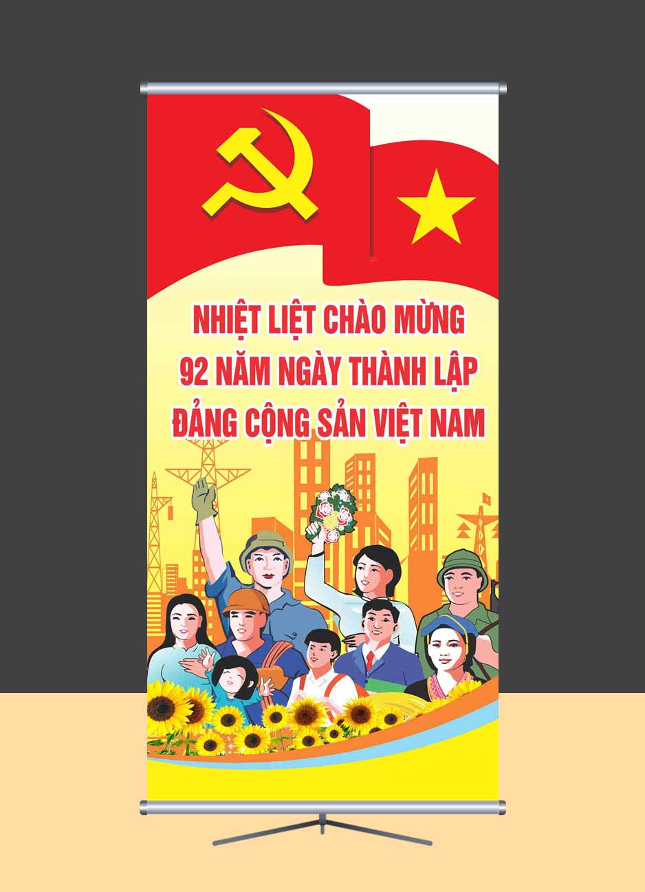 Mẫu thiết kế chào mừng 92 năm ngày thành lập Đảng Cộng Sản Việt Nam file CDR mẫu D108