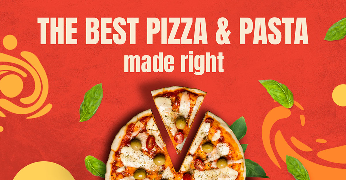 Banner quảng cáo bánh Pizza nền đỏ K84 file PSD