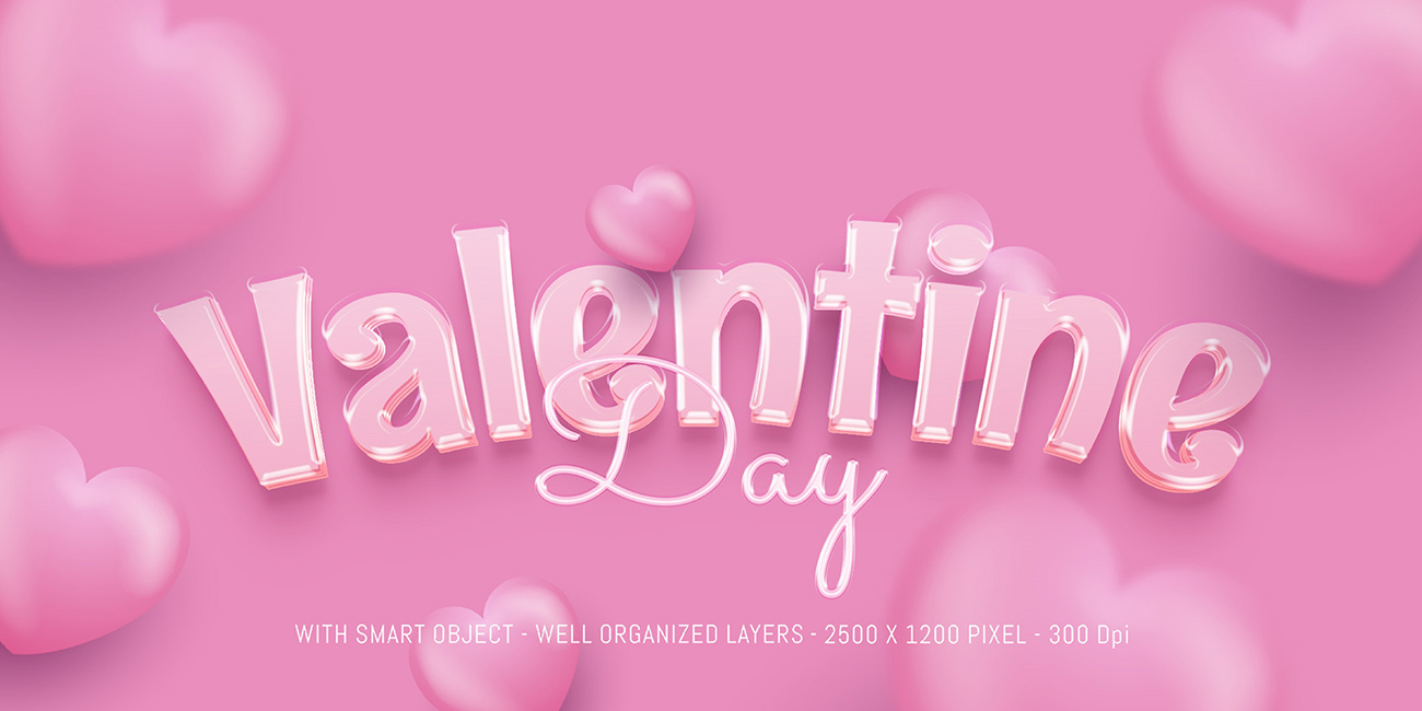 Banner valentine màu hồng file PSD