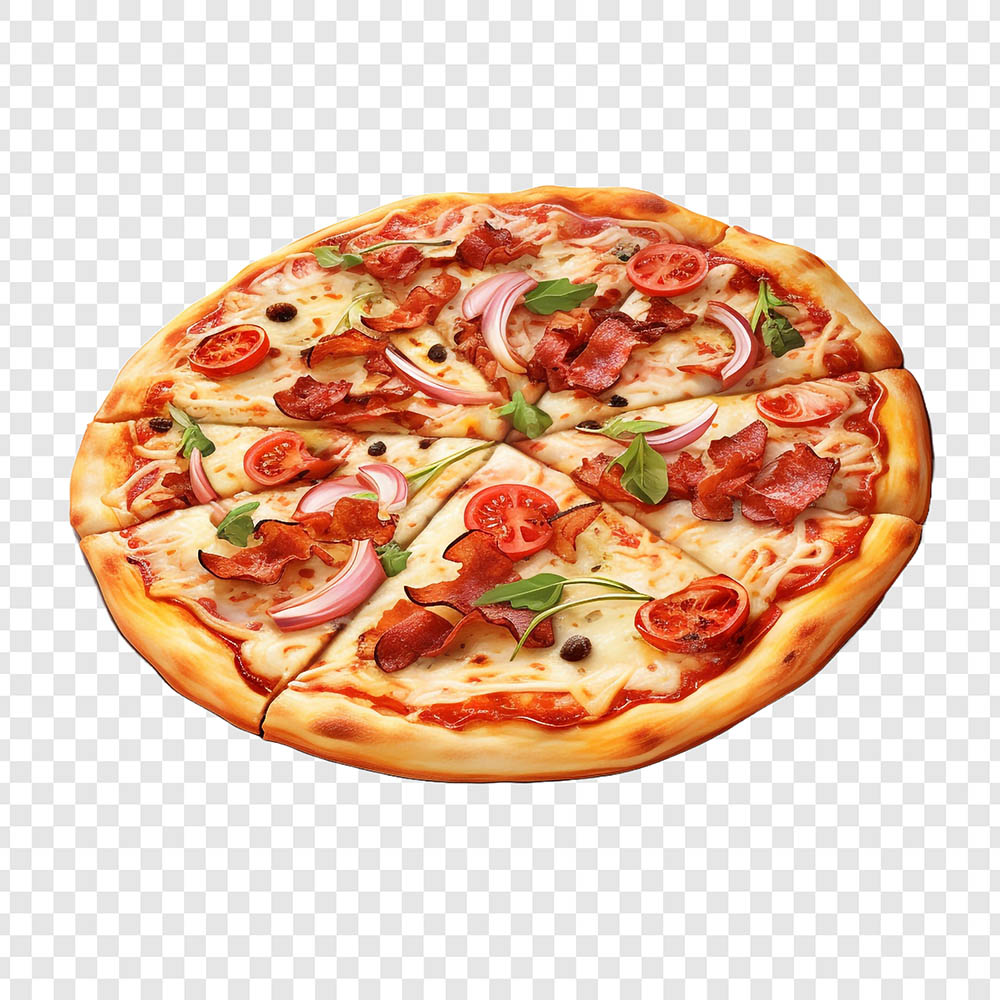 Hình minh họa bánh pizza lạp xưởng phô mai file PSD - mẫu số 845