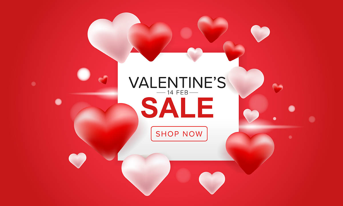 Banner ưu đãi ngày valentine họa tiết trái tim file vector mẫu số 557