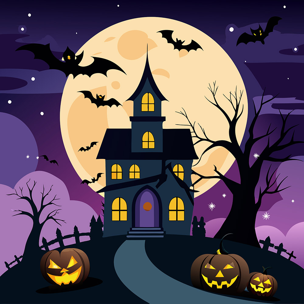 Background đêm trăng halloween file EPS - mẫu số 195