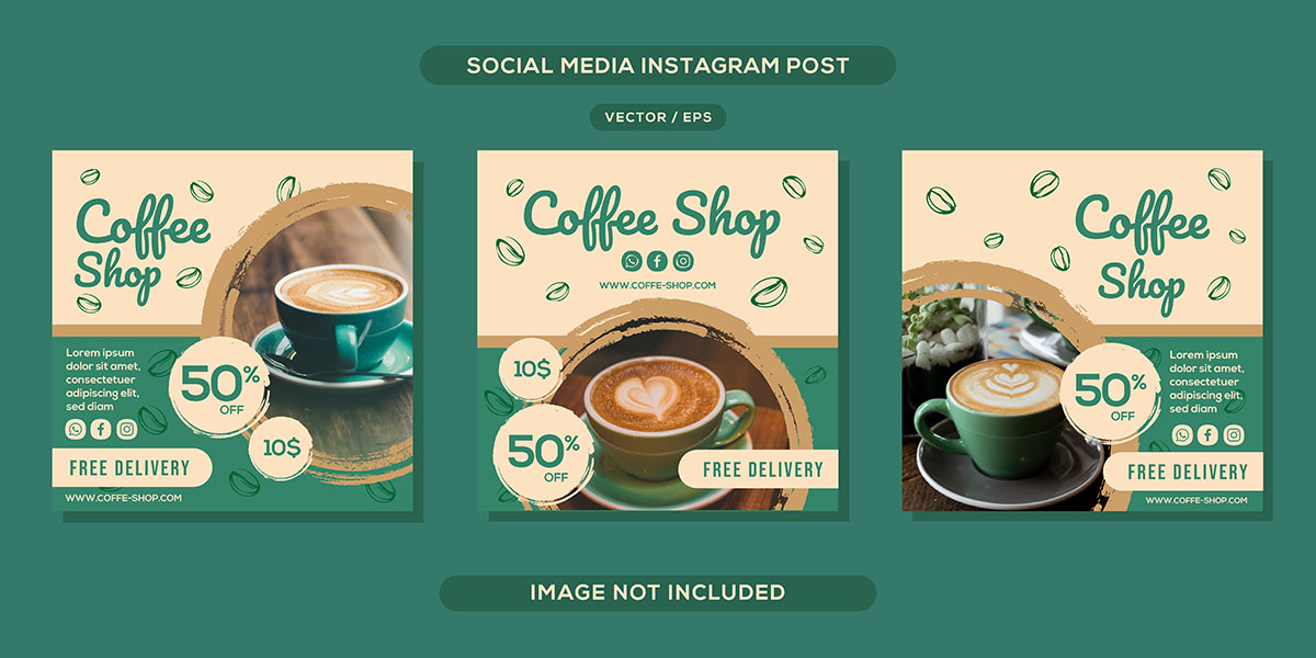 Mẫu bài đăng ảnh coffee trên instagram file EPS và AI mẫu CF210