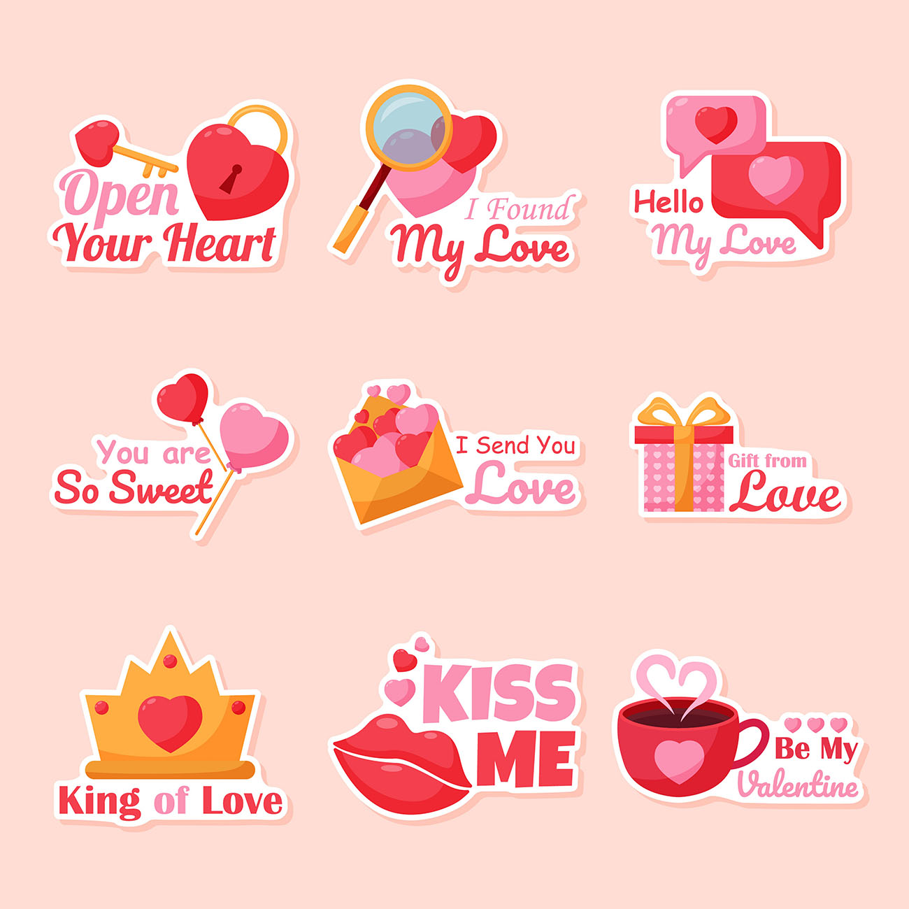 Ảnh minh họa sticker ngày Valentine P21 file EPS