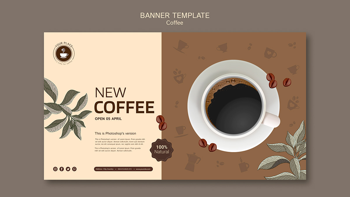 Banner quảng cáo coffee file PSD mẫu CF136