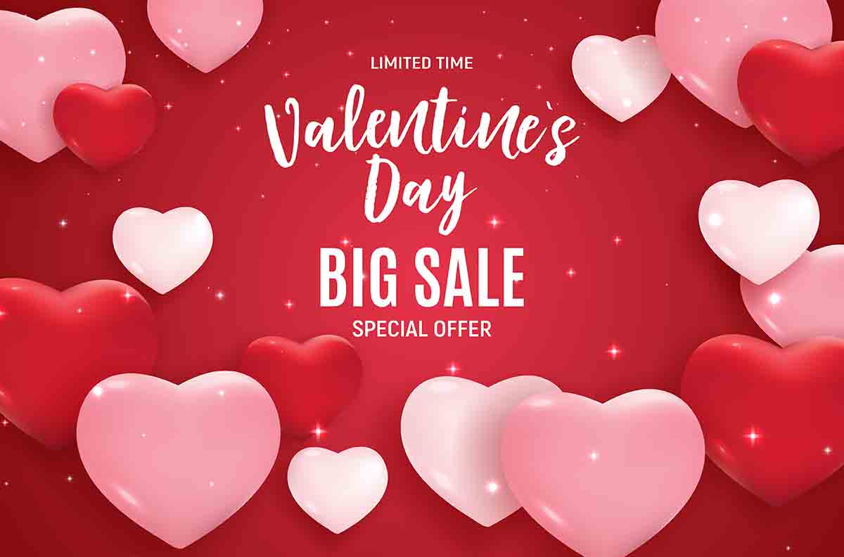 Banner siêu sale valentine họa tiết trái tim file vector mẫu số 871