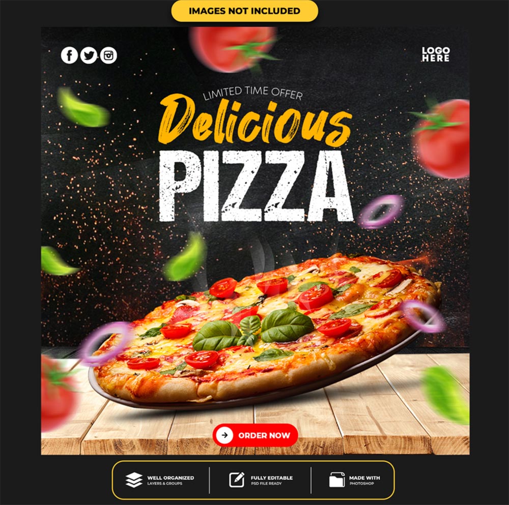 Banner quảng cáo bánh pizza file PSD - mẫu số 766