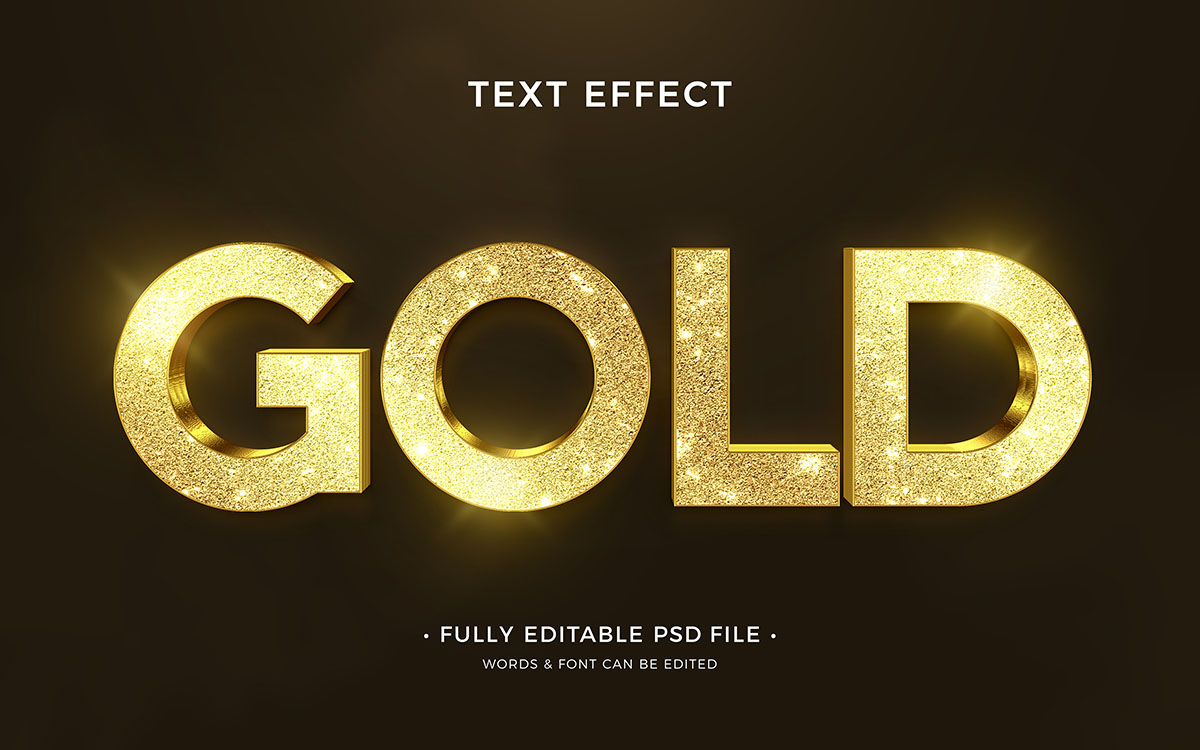 Hiệu ứng text gold file PSD mẫu HU117