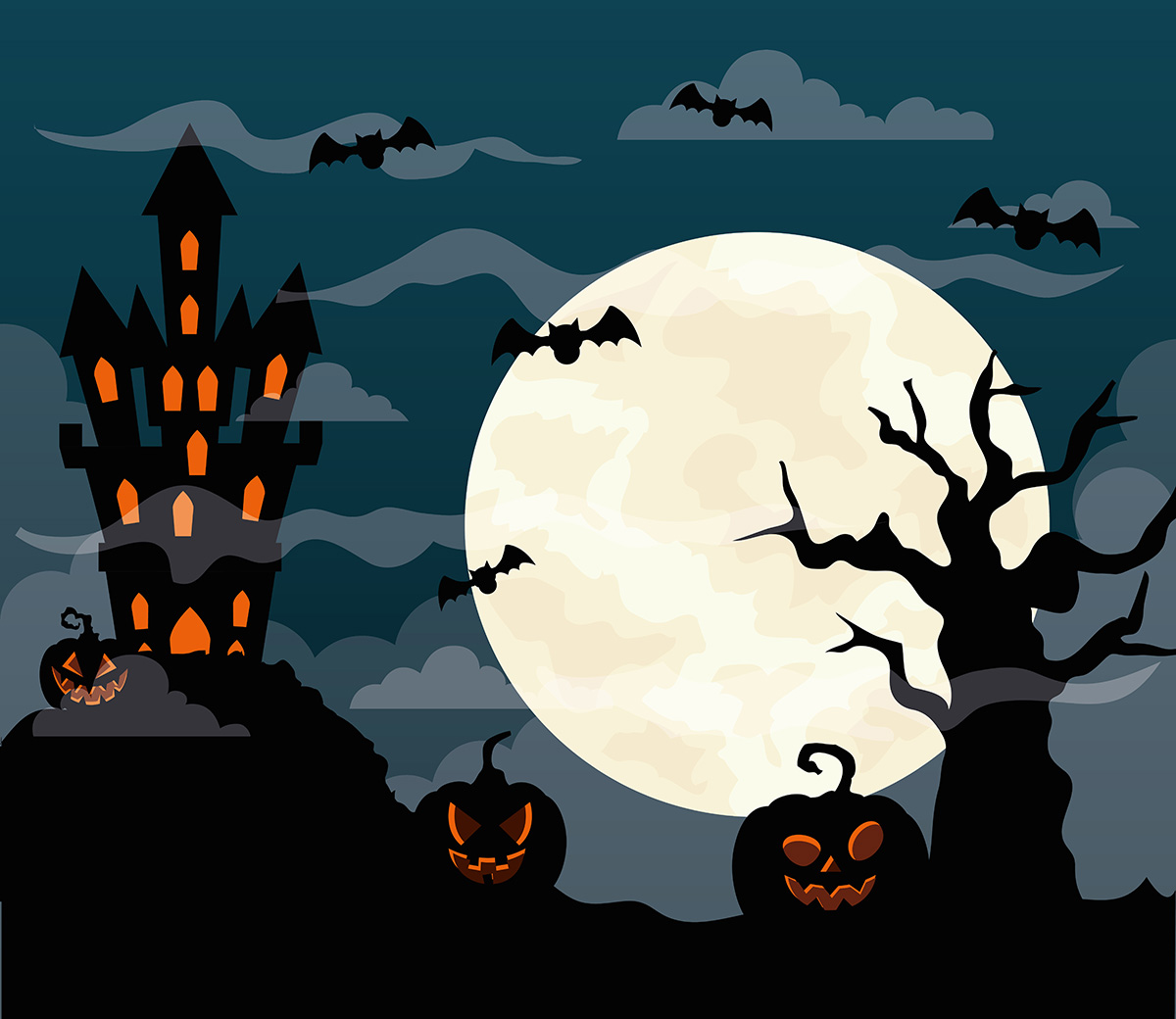 Background đêm trăng ma quái halloween file EPS - mẫu số 688