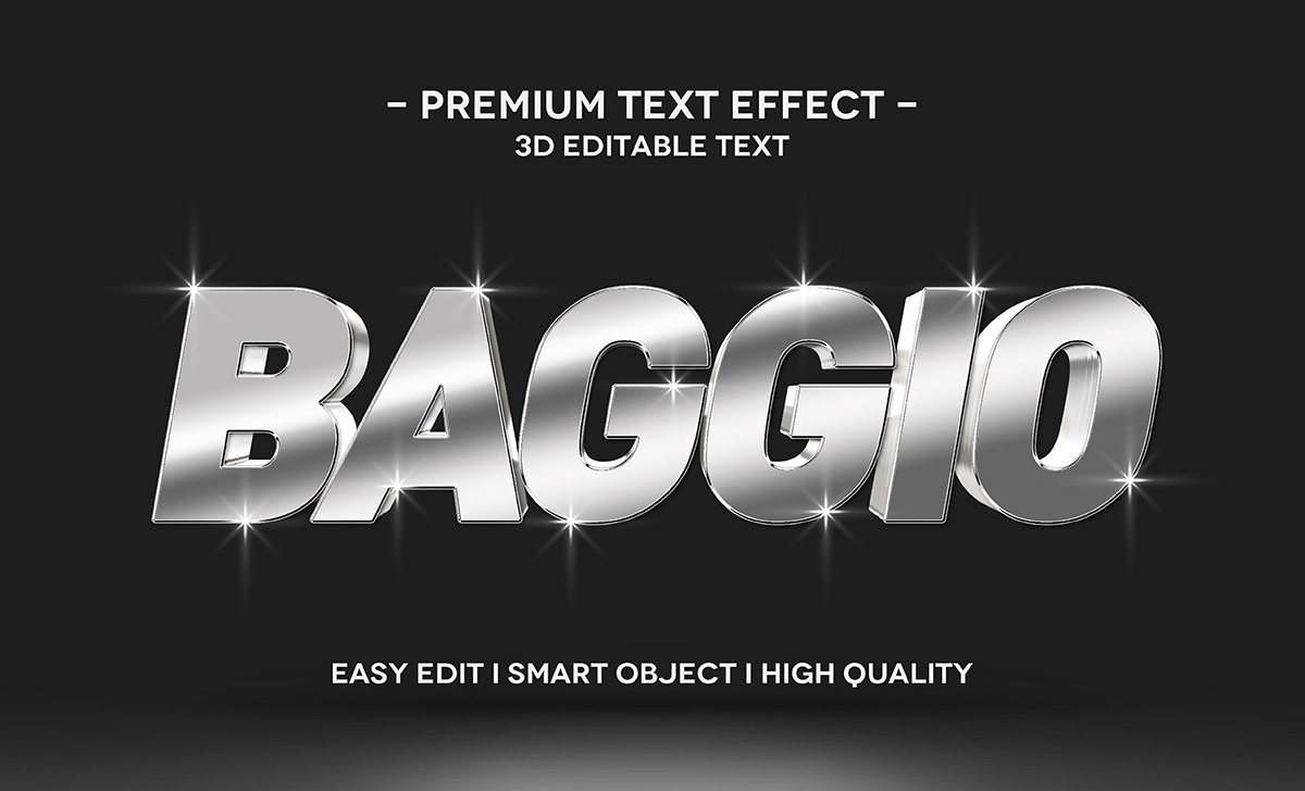 Hiệu ứng chữ 3D màu bạc file PSD mẫu HU683