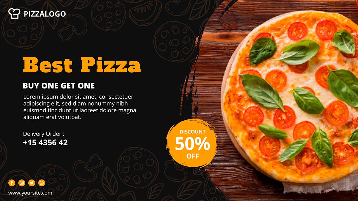 Banner quảng cáo bánh Pizza K08 file AI và EPS