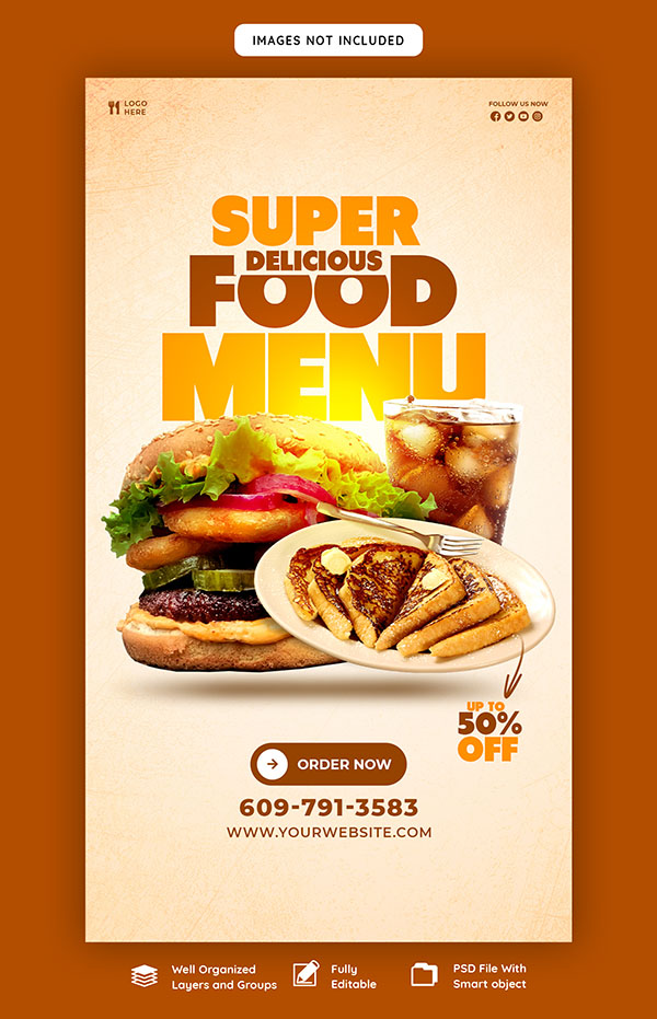 Poster quảng cáo bánh hamburger file PSD mẫu P116