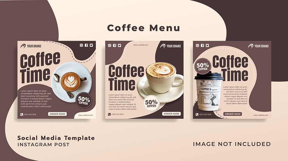 Mẫu bài đăng ảnh coffee trên instagram file EPS và AI mẫu CF205