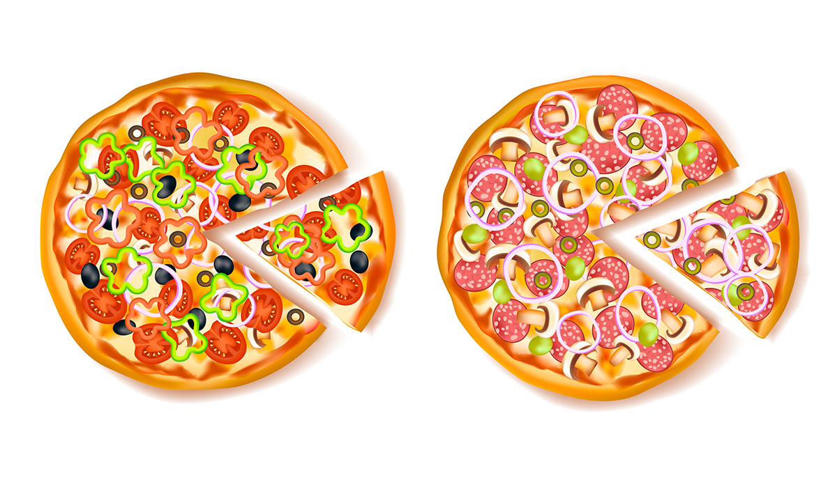 Hình minh họa bánh Pizza rau củ P70 file EPS