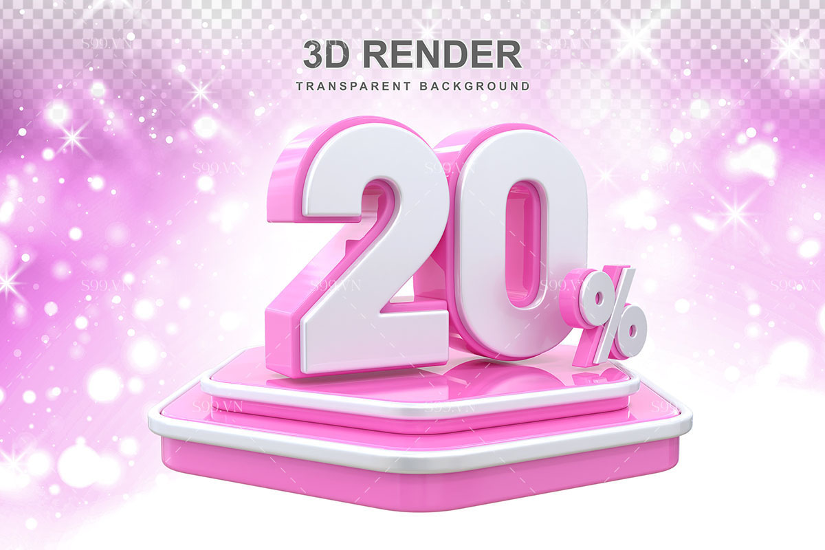 Banner hình ảnh số 20% trên bục 3D file PNG mẫu GP113