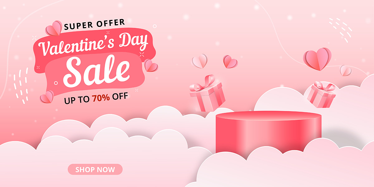 Banner bục 3D ngày valentine file vector mẫu BV213