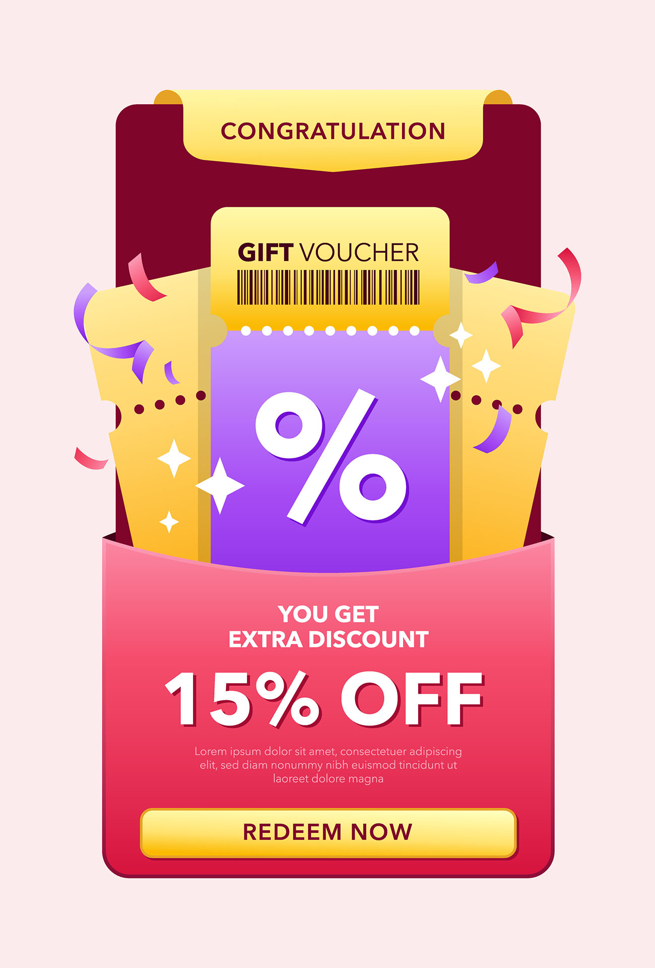 Mẫu Voucher giảm giá 15% D59 file EPS