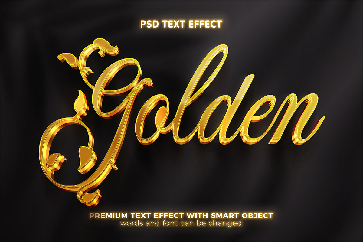 Hiệu ứng text gold file PSD mẫu HU252