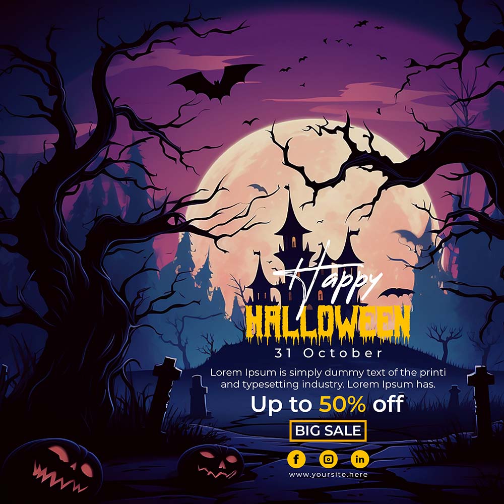 Banner lễ hội halloween file PSD mẫu MB305