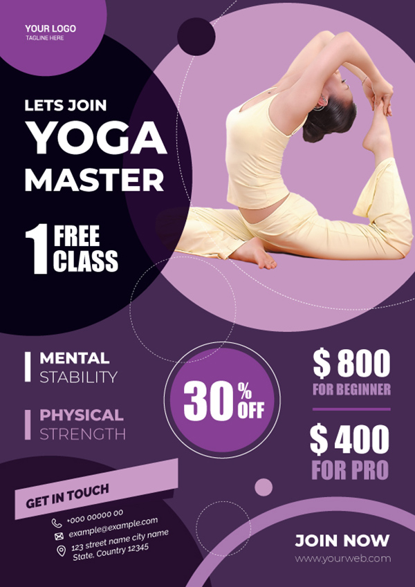 Poster quảng cáo lớp học yoga file AI - mẫu số 839