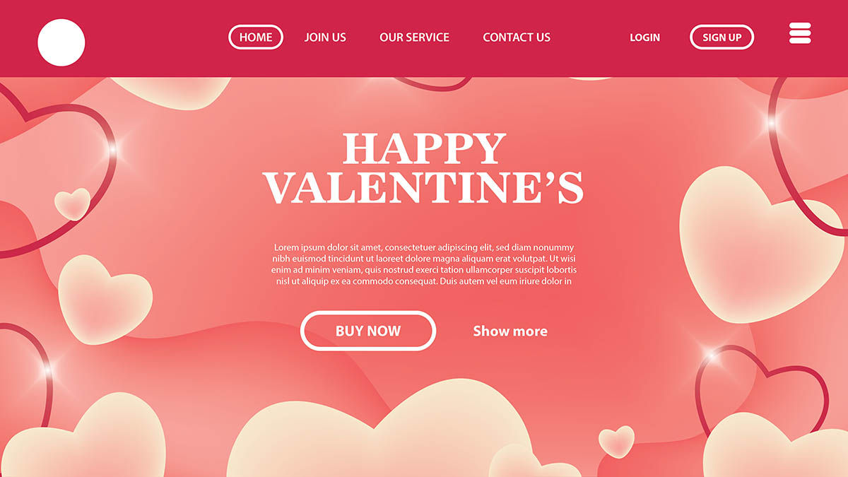 Banner ngày valentine họa tiết trái tim file vector mẫu số 733