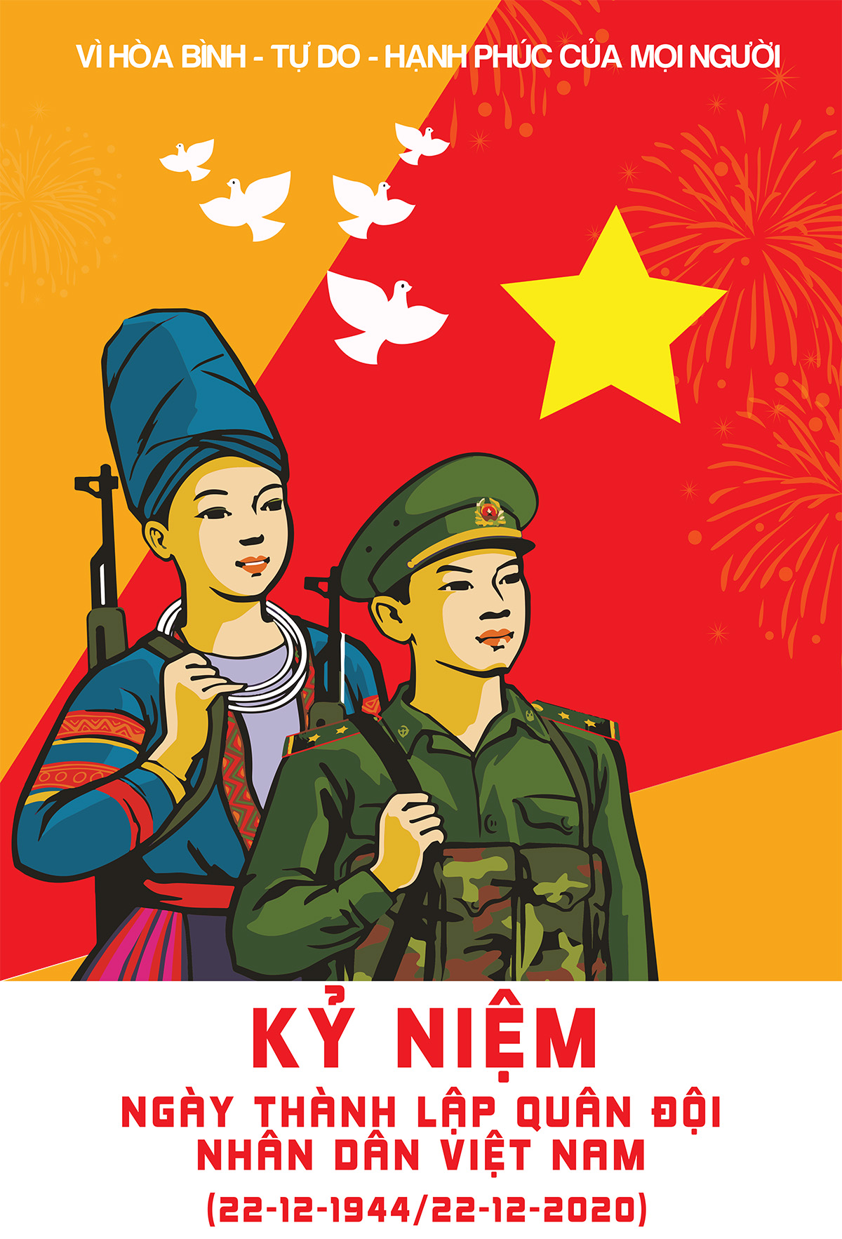 Poster kỷ niệm 76 năm ngày thành lập quân đội nhân dân Việt Nam 2 - File AI