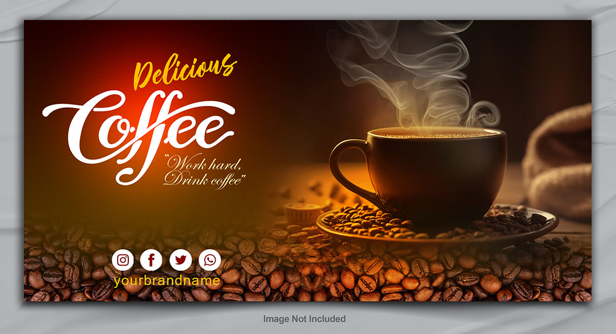 Banner quảng cáo coffee file PSD mẫu CF135