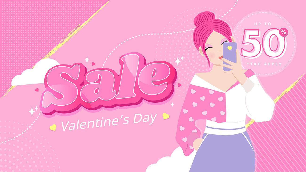 Banner valentine sale 50% file EPS