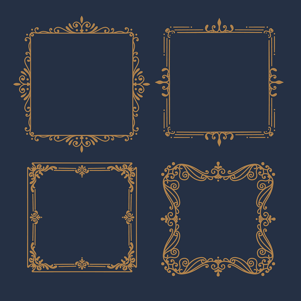 Khung hoa văn vàng gold V04 file AI và EPS