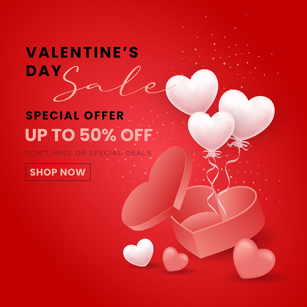 Banner sale quà tặng ngày valentine file vector mẫu BV242