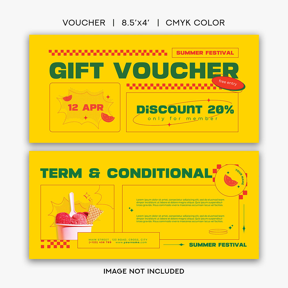 Mẫu voucher giảm giá cửa hàng kem file PSD mẫu VC5