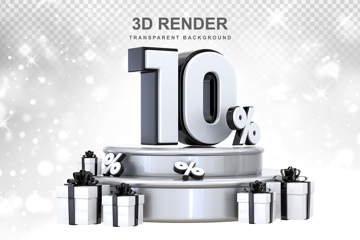 Hình ảnh bục 3D giảm giá 10% file PNG mẫu GP231