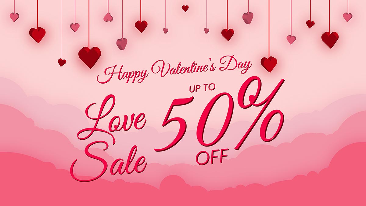 Banner giảm giá ngày valentine nền hồng file vector mẫu số 177