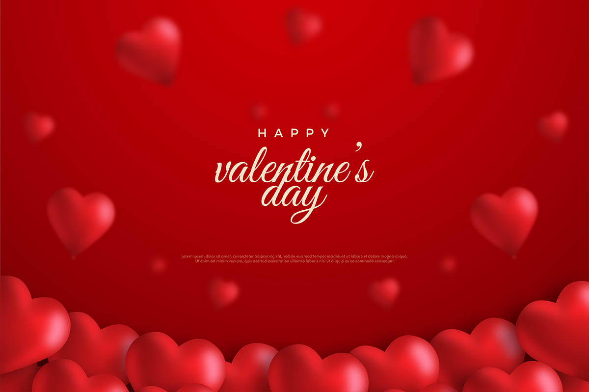 Banner ngày valentine nền đỏ trái tim file vector mẫu số 272