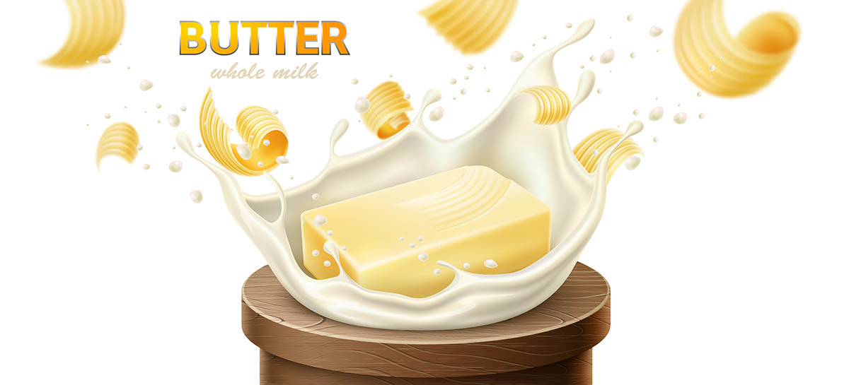 Hình minh họa butter cùng dòng sữa file AI - mẫu số 3698