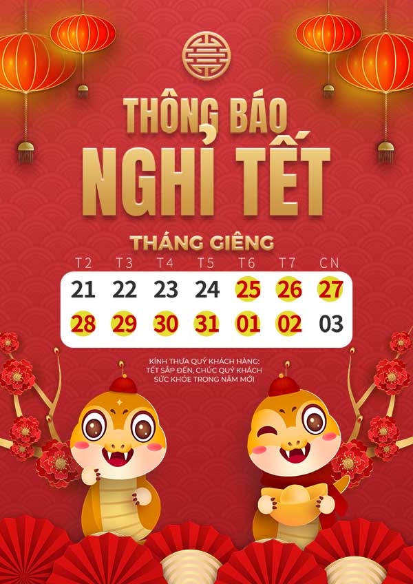 Poster thông báo lịch nghỉ tết nguyên đán năm con rắn file PSD mẫu số 308