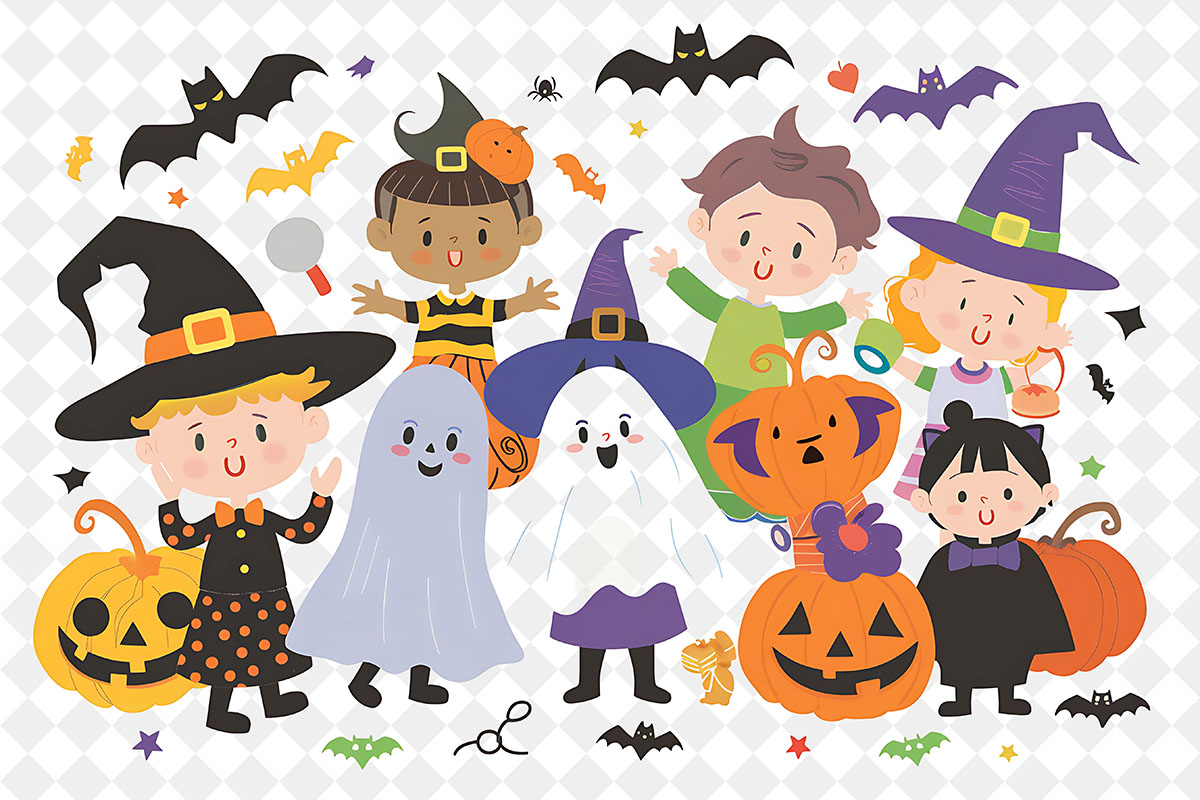 Hình minh họa nhân vật trang trí lễ hội halloween file PSD mẫu MB408