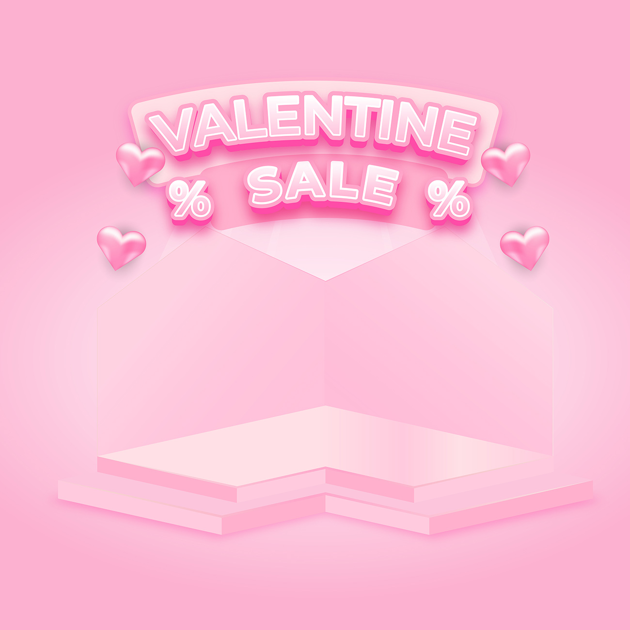 Bục 3D valentine sale màu hồng file EPS