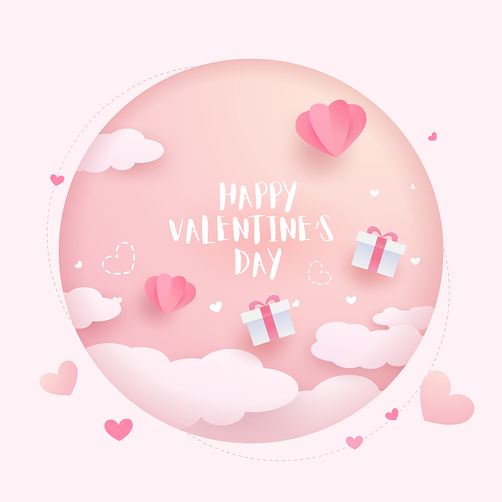 Banner ngày lễ valentine màu hồng lãng mạn file vector mẫu BV39