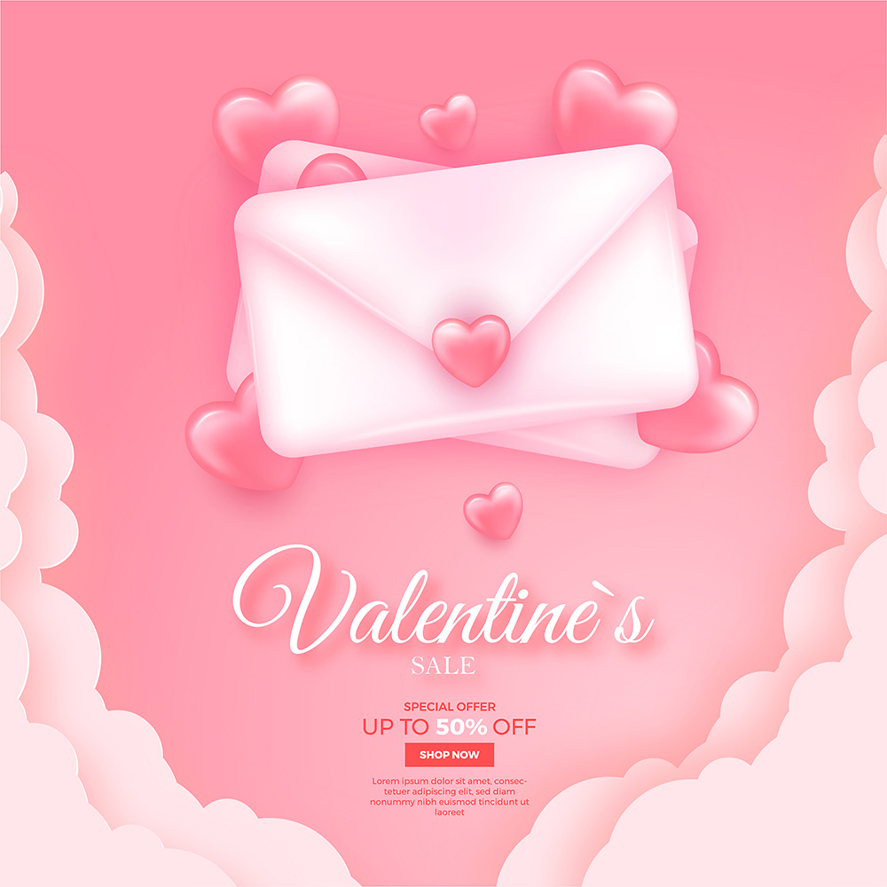 Mẫu thư tặng ngày valentine file vector mẫu BV415